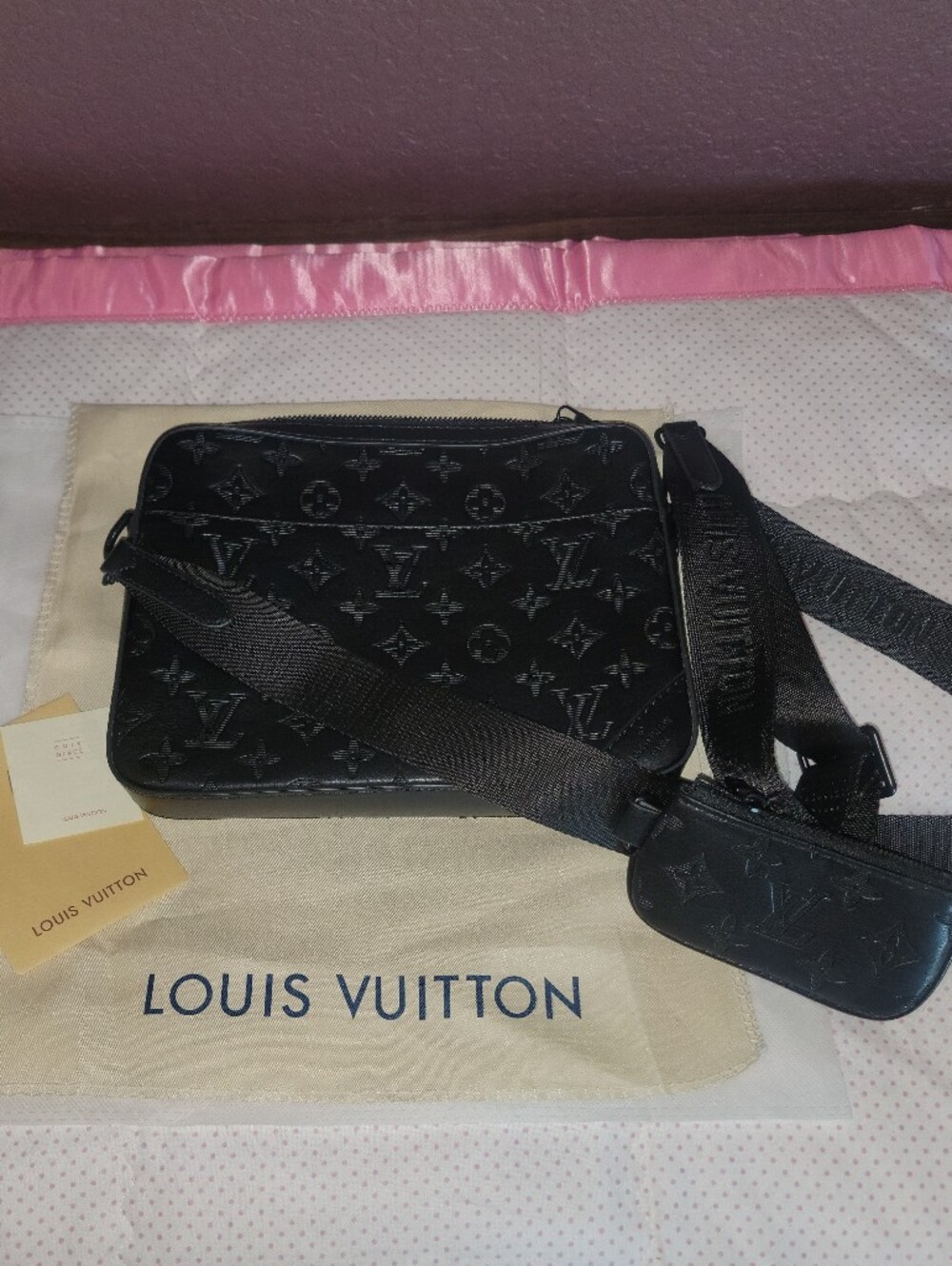 Louis Vuitton Duo Messenger Black Monogram Shadow Crossbody Bag